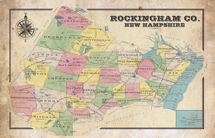 Rockingham County, New Hampshire Vintage Remixed Map