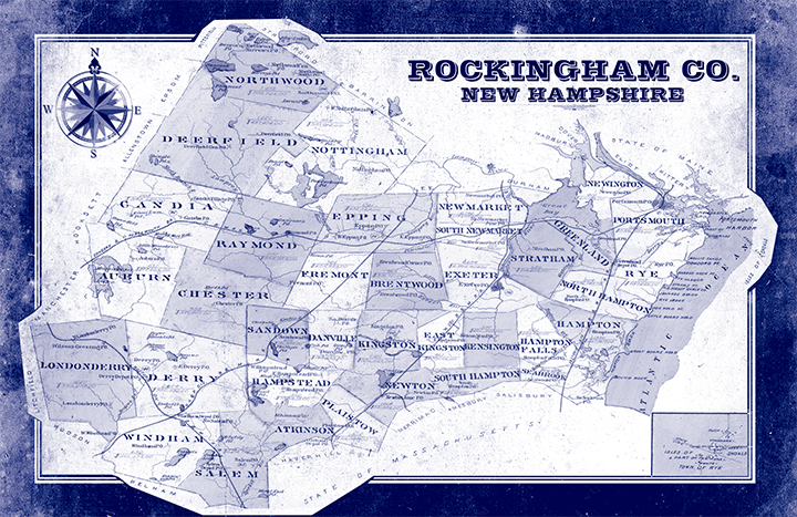 Rockingham County, New Hampshire Vintage Remixed Map