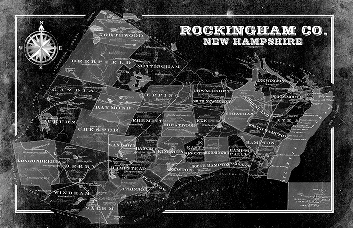 Rockingham County, New Hampshire Vintage Remixed Map