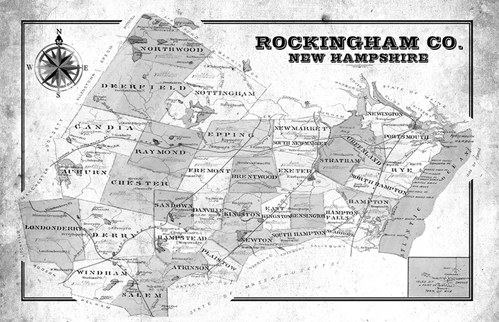 Rockingham County, New Hampshire Vintage Remixed Map