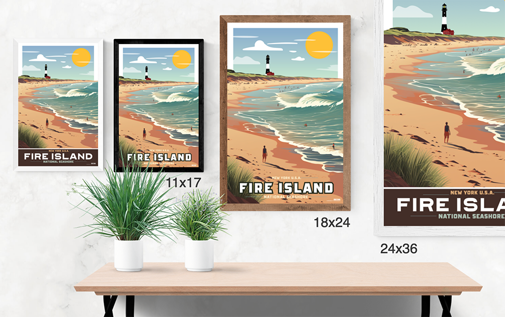 Fire Island Dunes and Lighthouse Illustration