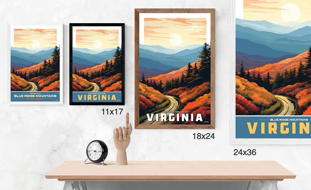 Virginia, Blue Ridge Mountain Scene Illustration