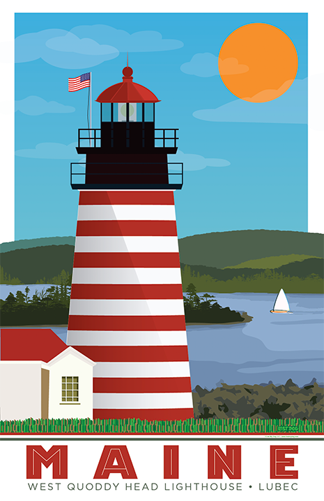 West Quoddy Lighthouse Illustration