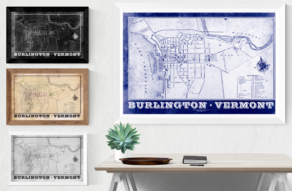 Burlington Vermont Vintage Remixed Map