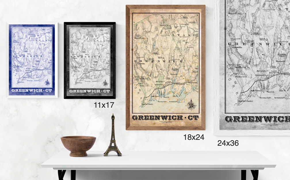 Greenwich, Connceticut Vintage Remixed Map
