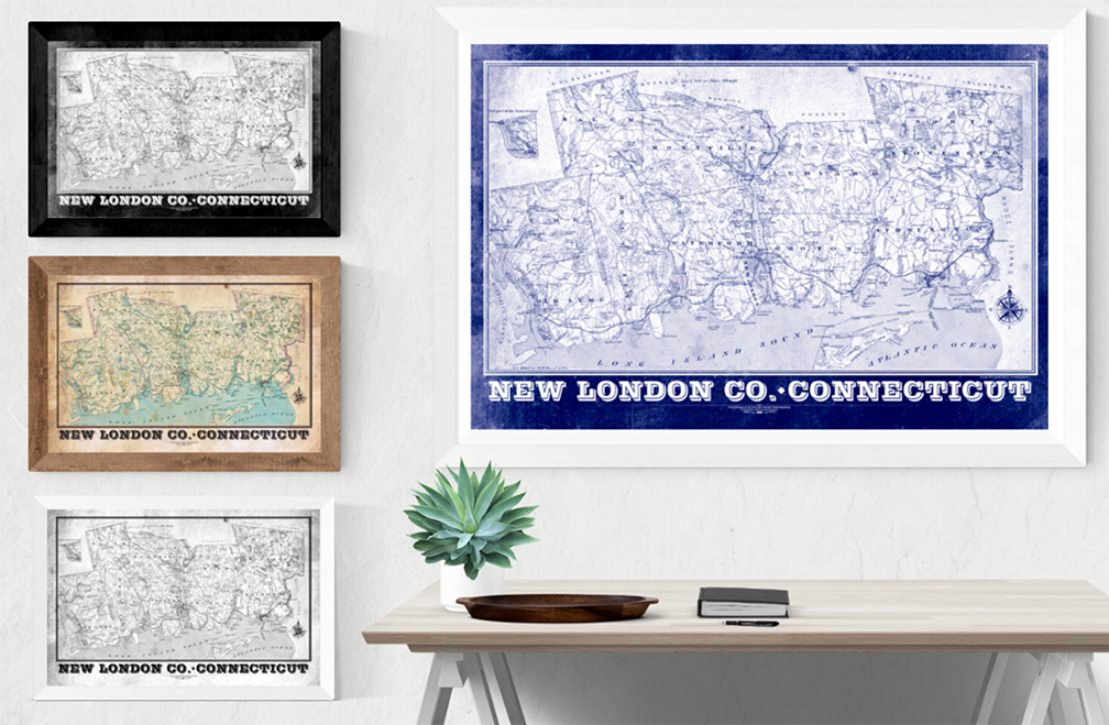 New London County, Connecticut Vintage Remixed Map