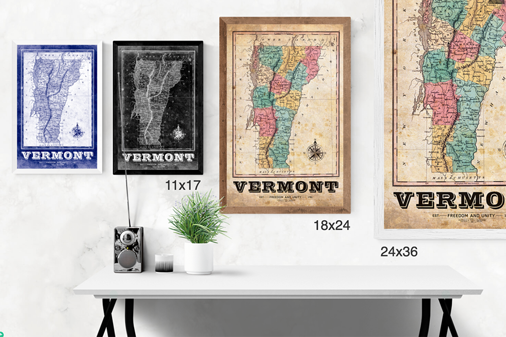 Vermont Vintage Remixed Map