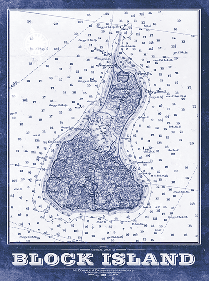 Block Island Vintage Remixed Map