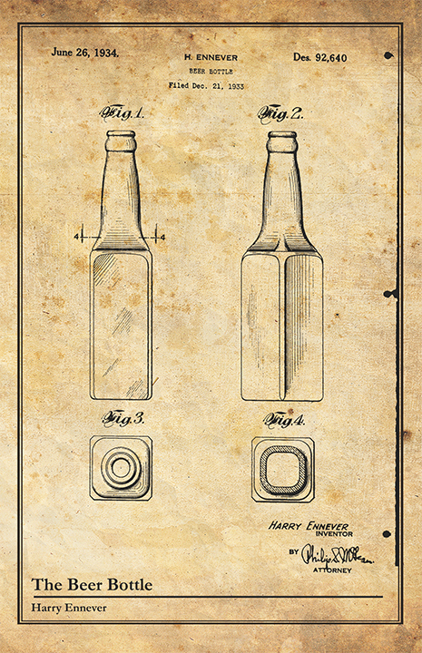 Beer Bottle-Patent Invention Art