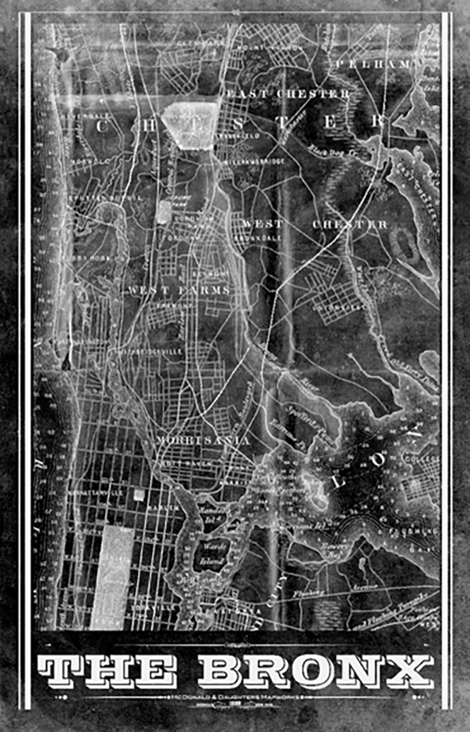 Bronx NY Vintage Remixed Map