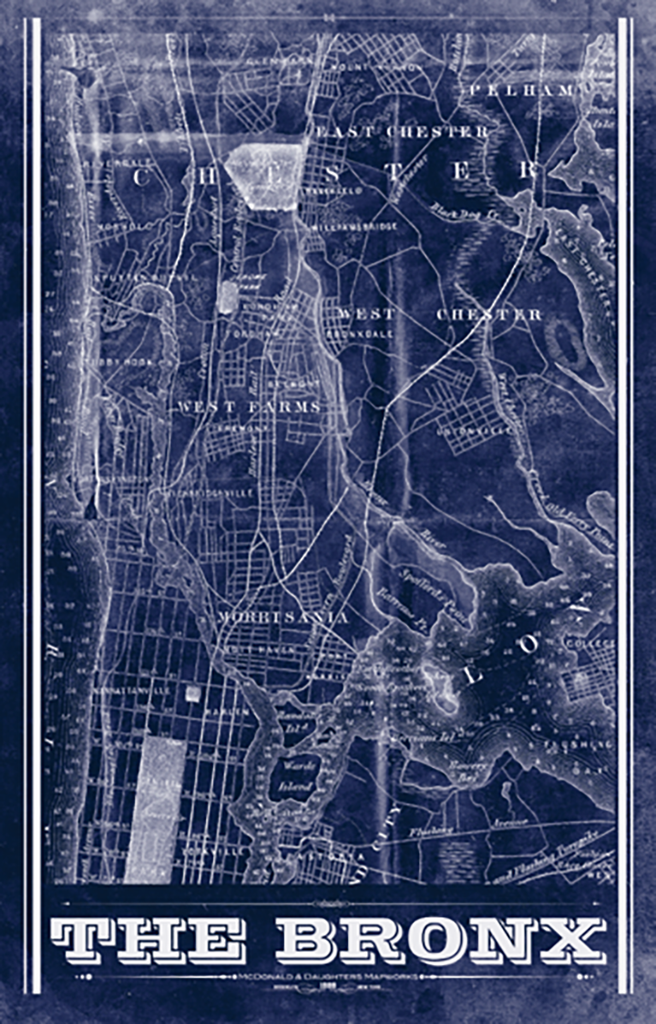 Bronx NY Vintage Remixed Map