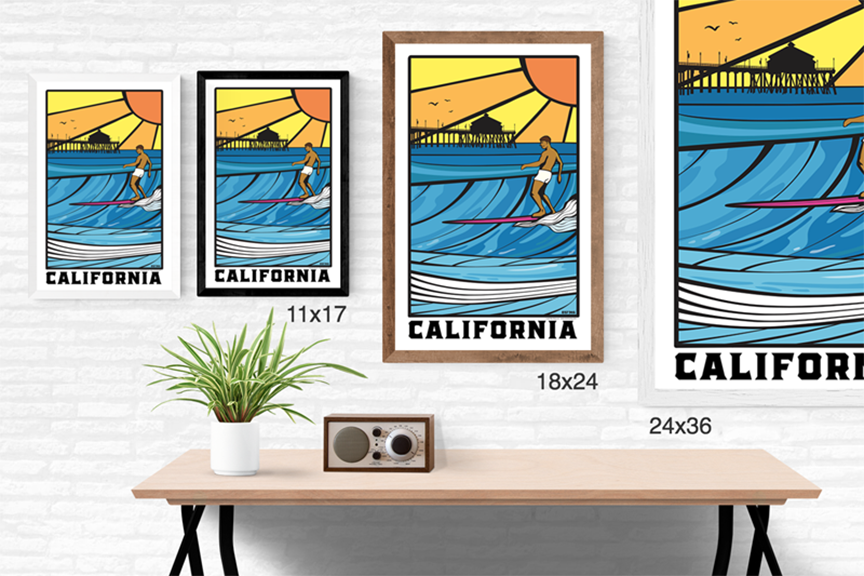 California Stained Glass Surf Scene