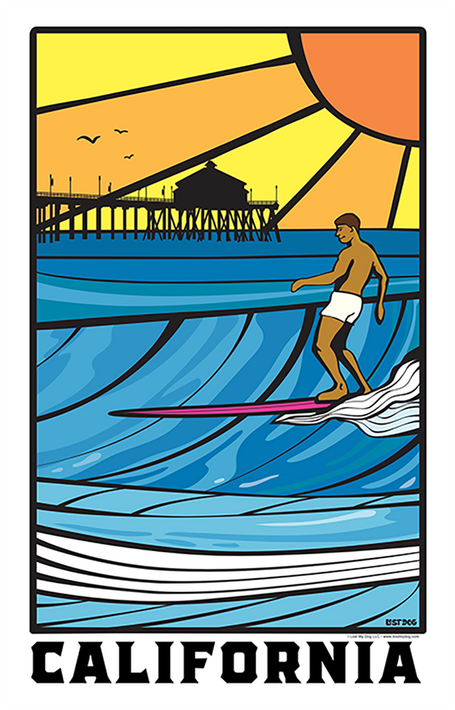 California Stained Glass Surf Scene