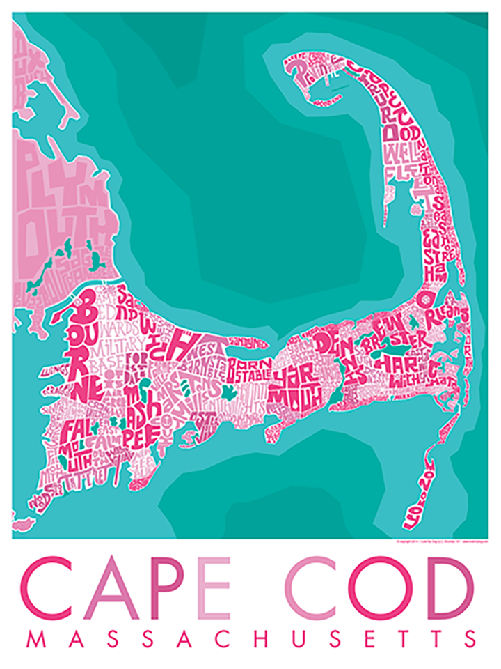 Cape Cod Type Map Poster