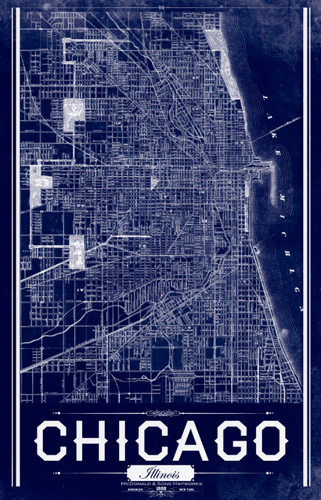 Chicago Vintage Remixed Map