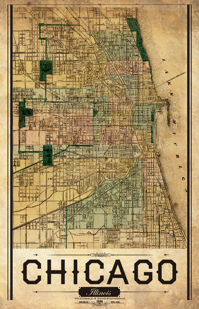 Chicago Vintage Remixed Map