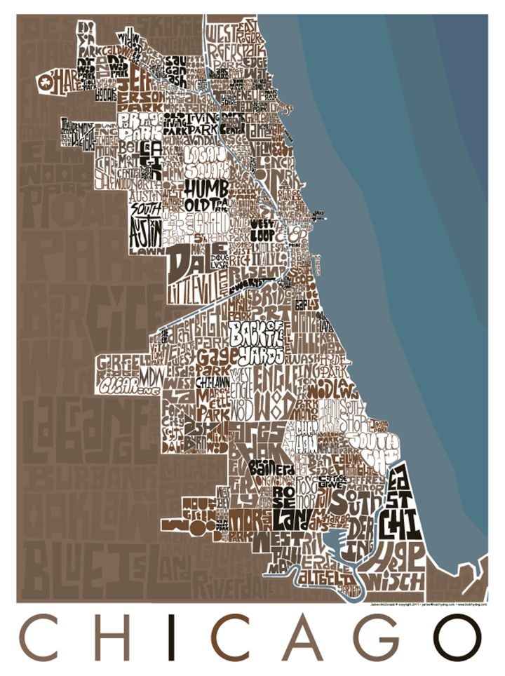Chicago Neighborhood Type Map – LOST DOG Art & Frame