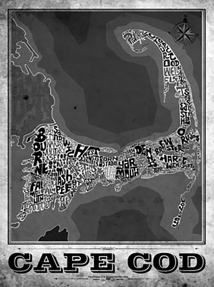 Cape Cod Type Map Poster