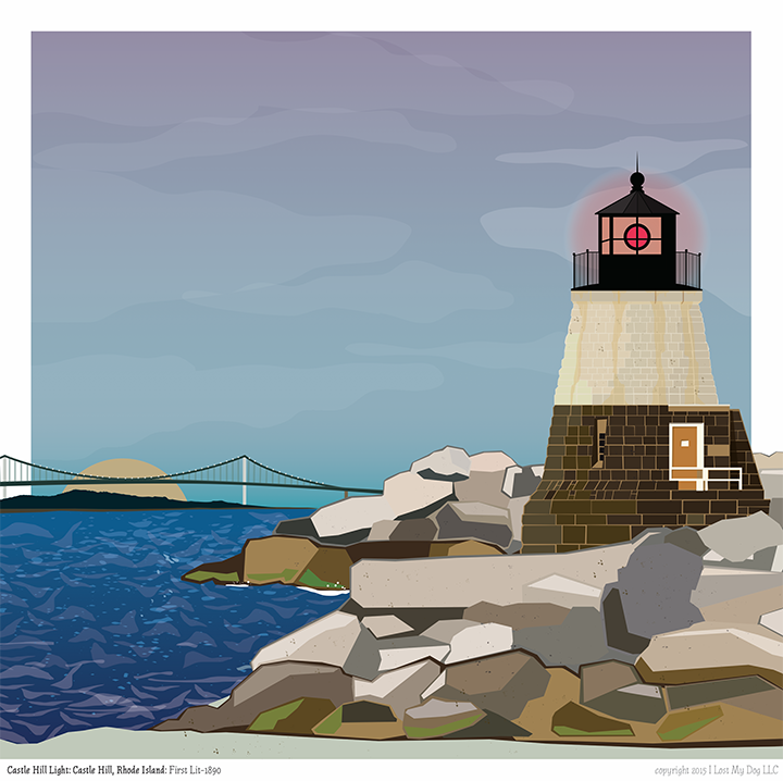 Castle Hill Light Lighthouse Illustration