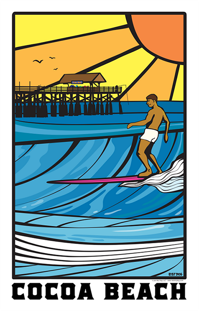 Cocoa Beach Stained Glass Surf Scene
