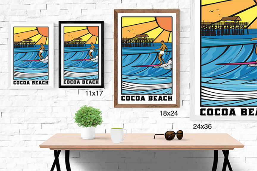 Cocoa Beach Stained Glass Surf Scene