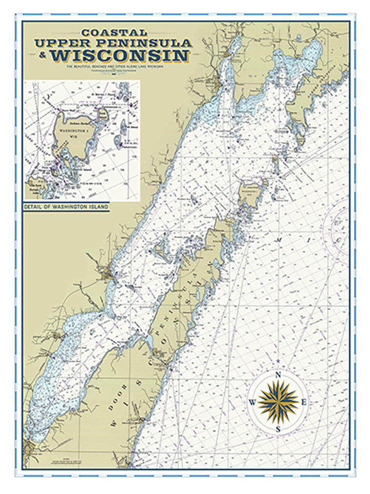 Door County, WI Vintage Nautical Map