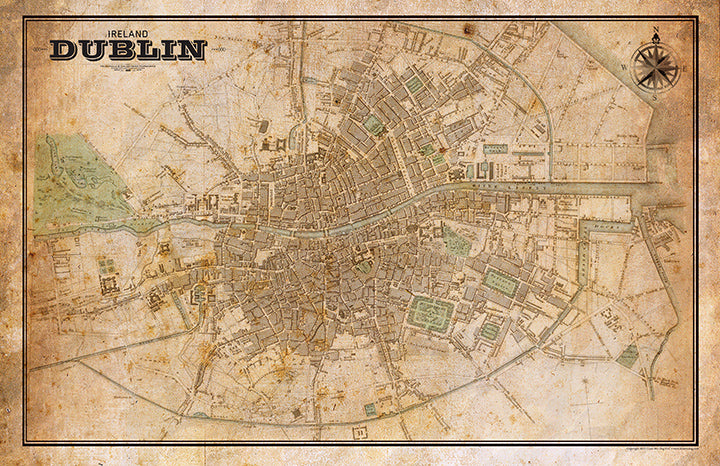 Dublin City Vintage Map