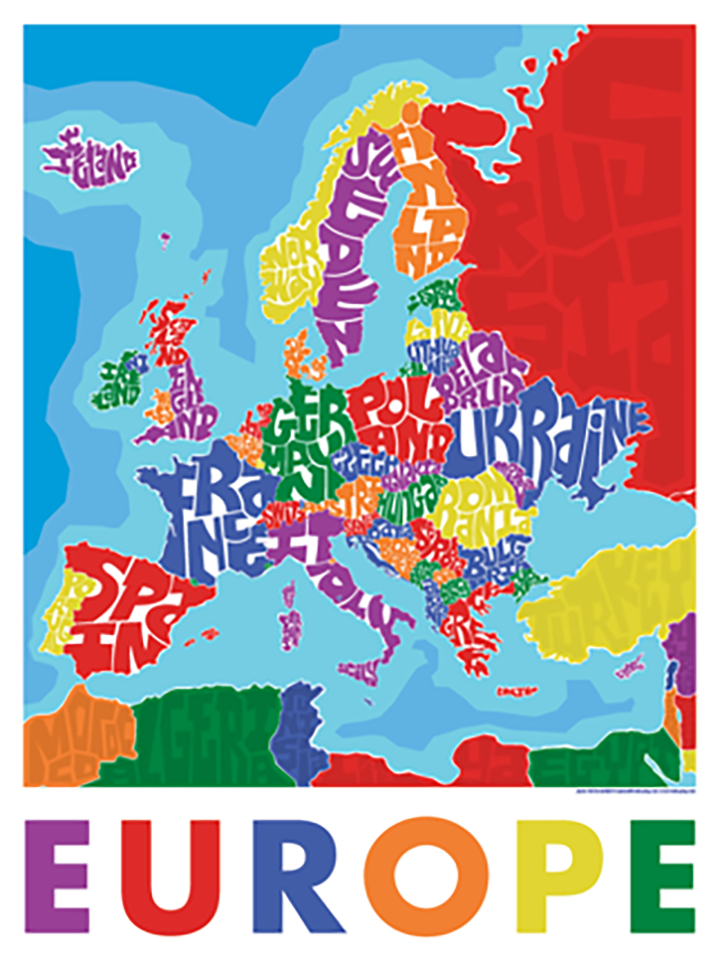 アート・デザイン・音楽 Mittel Europa Style and Design Europe Type Map – LOST DOG Art & Frame