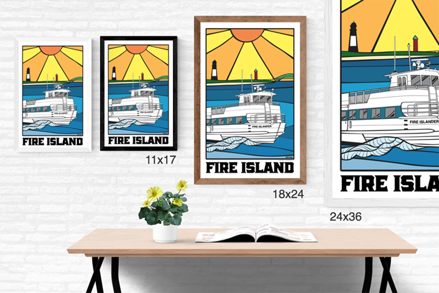 Fire Island Ferry Stained Glass Nautical Scene