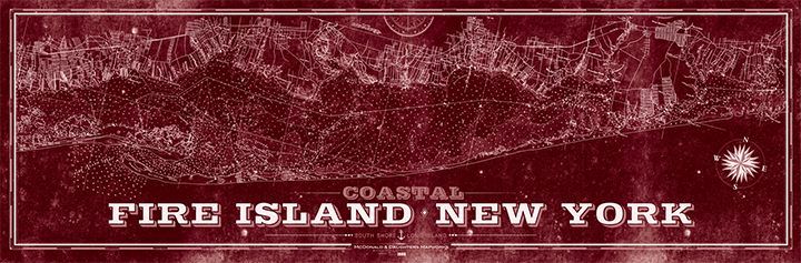 Fire Island Vintage Nautical Map