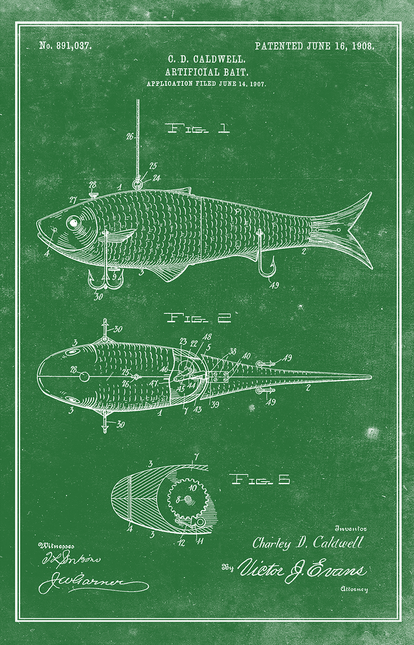 Fish Lure-Patent Invention Art – LOST DOG Art & Frame Fish Lure-Patent Invention Art – LOST DOG Art & Frame