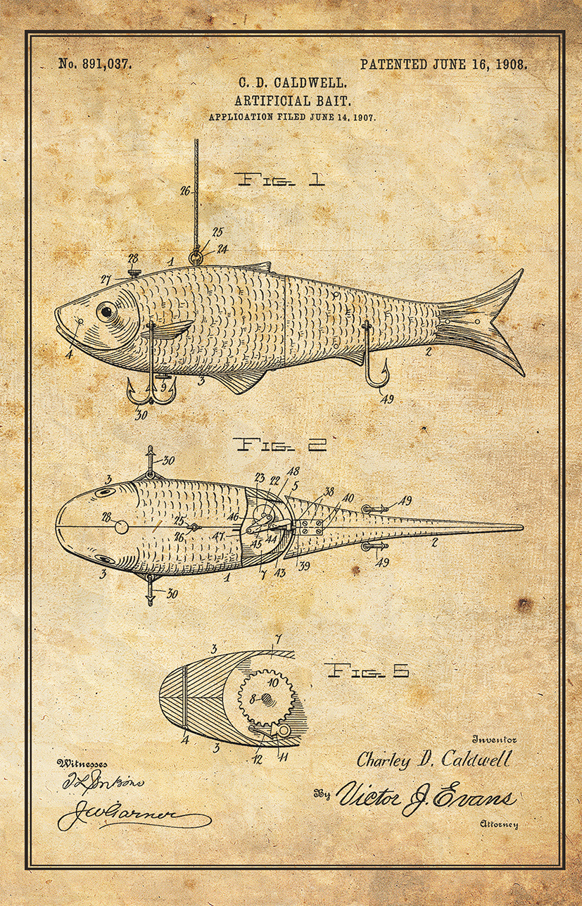 Yellow Perch Official Fishing Lure US Patent Art Print- Antique