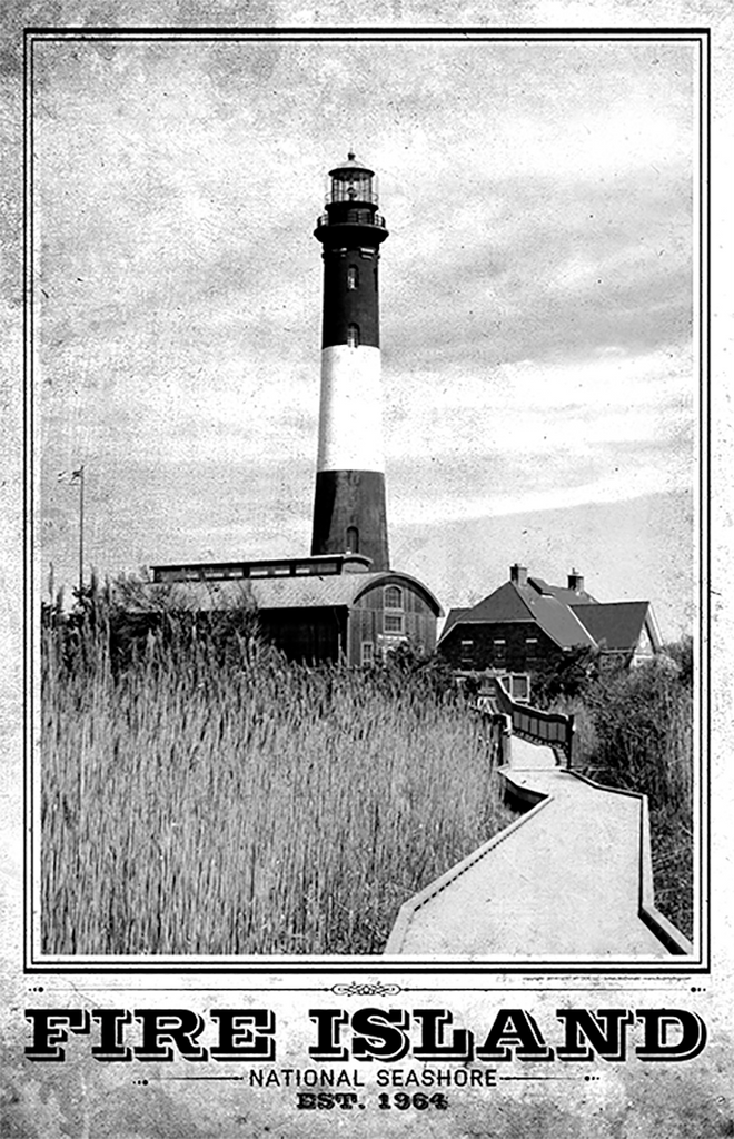 Fire Island Lighthouse Vintage Travel Poster