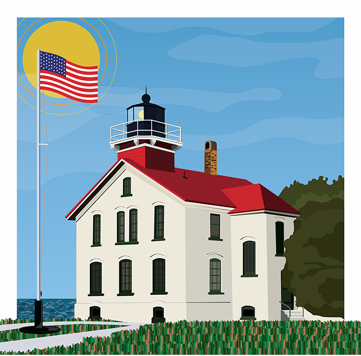 Grand Traverse Light Lighthouse Illustration
