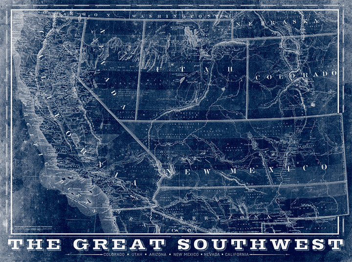 The Great Southwest Vintage Remixed Map