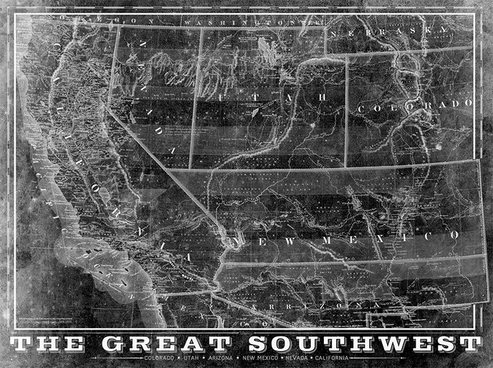 The Great Southwest Vintage Remixed Map