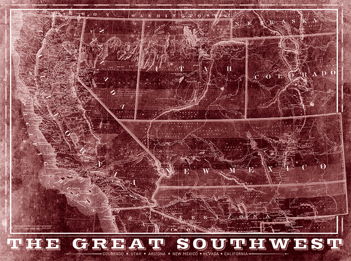 The Great Southwest Vintage Remixed Map