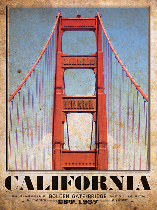 Golden Gate Bridge Vintage Travel Poster