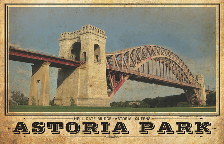 Astoria Park Hell Gate Bridge Travel Poster