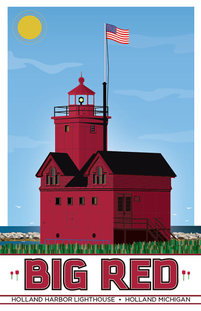 Holland Harbor Light Lighthouse Illustration