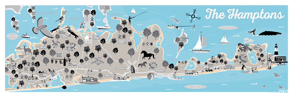 The Hamptons Map Illustration