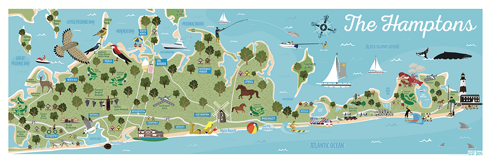 The Hamptons Map Illustration