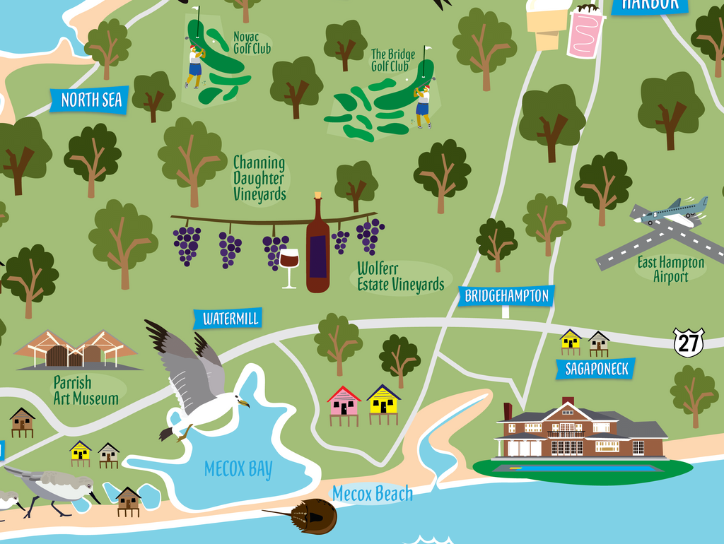 The Hamptons Map Illustration