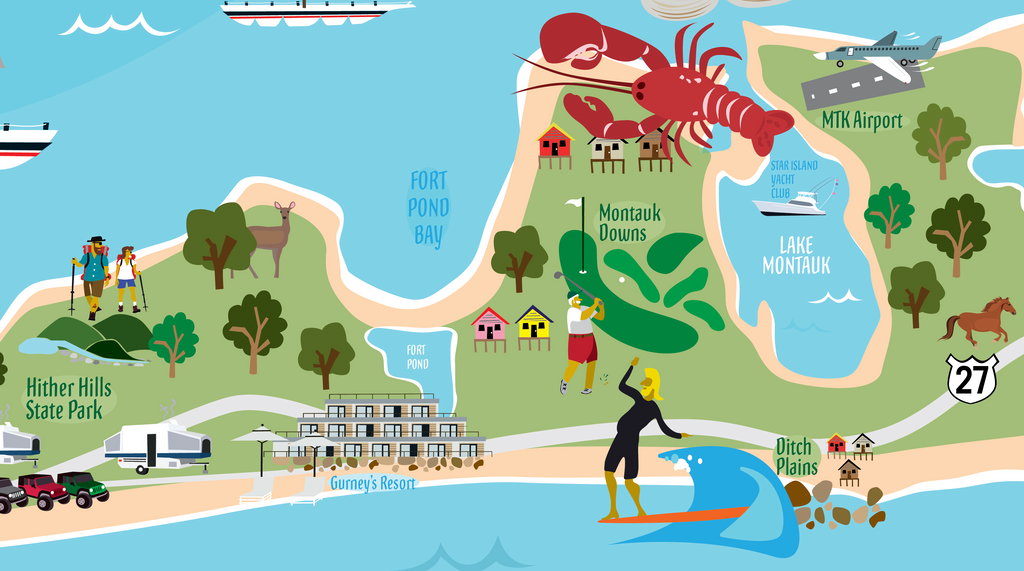 The Hamptons Map Illustration