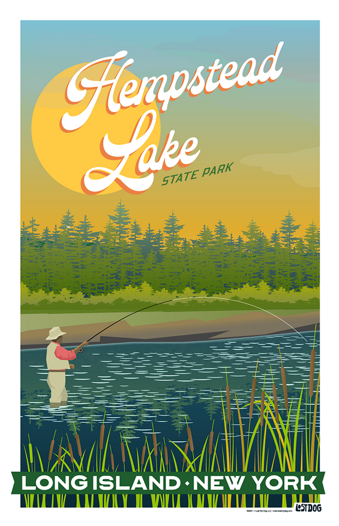 Hempstead Lake Fishing Illustration