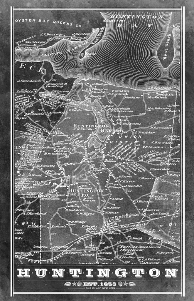 Huntington Long Island Vintage Remixed Map