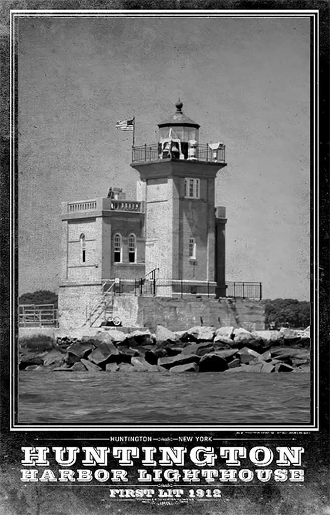 Huntington Harbor Lighthouse Vintage Travel Poster