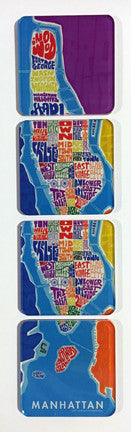 Type Map Acrylic Coaster 4 Pack Sets