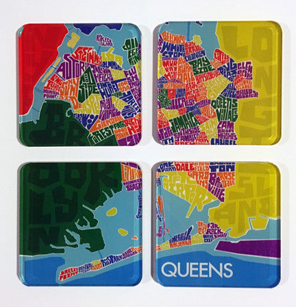 Type Map Acrylic Coaster 4 Pack Sets