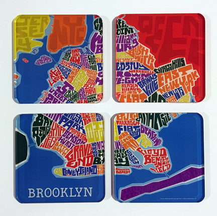 Type Map Acrylic Coaster 4 Pack Sets